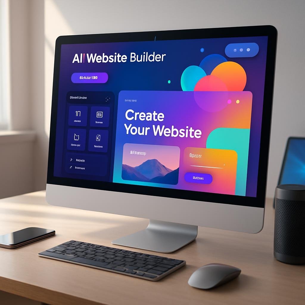 Pantalla mostrando un creador web interactivo con inteligencia artificial en un entorno tecnológico moderno y limpio