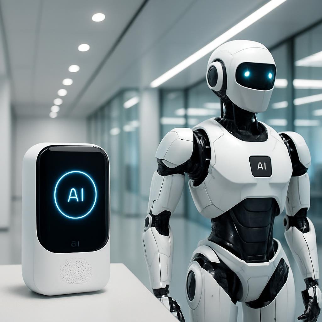 Evolución de la IA mostrando asistentes inteligentes y agentes autónomos en un entorno tecnológico moderno